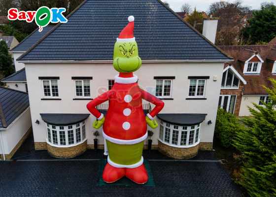 30ft Grinch personaggi di cartoni animati gonfiabili Cappello di Natale mostro verde Decorazione gonfiabile in piedi